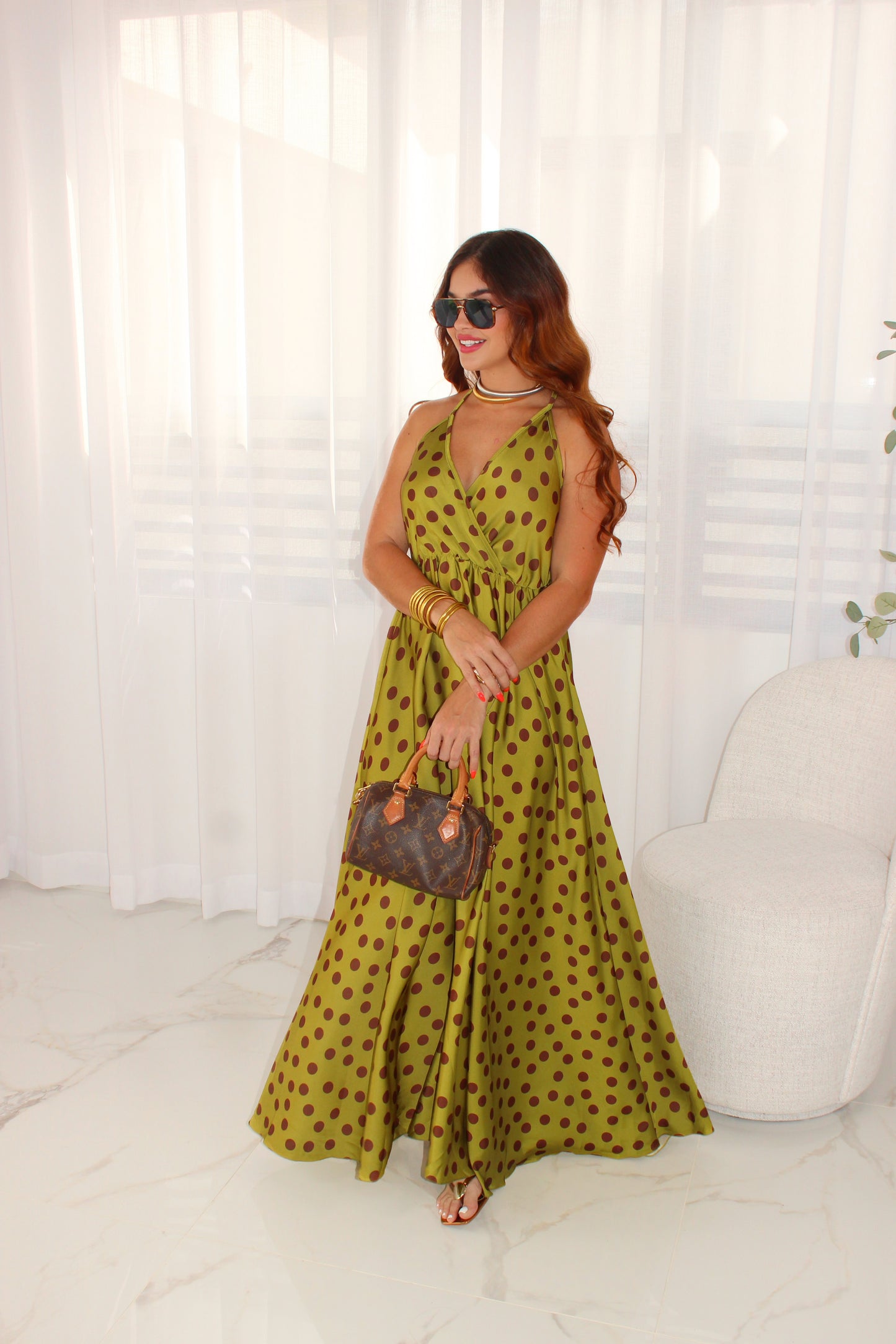 ESCAPE POLKA OLIVE DRESS