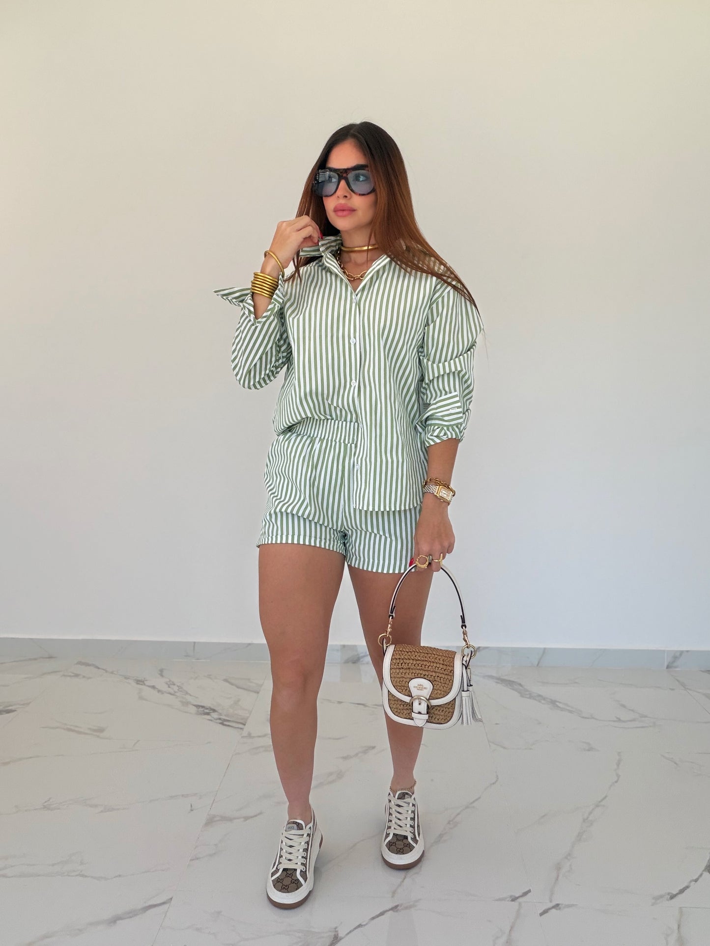 VELVET GREEN LINE SET