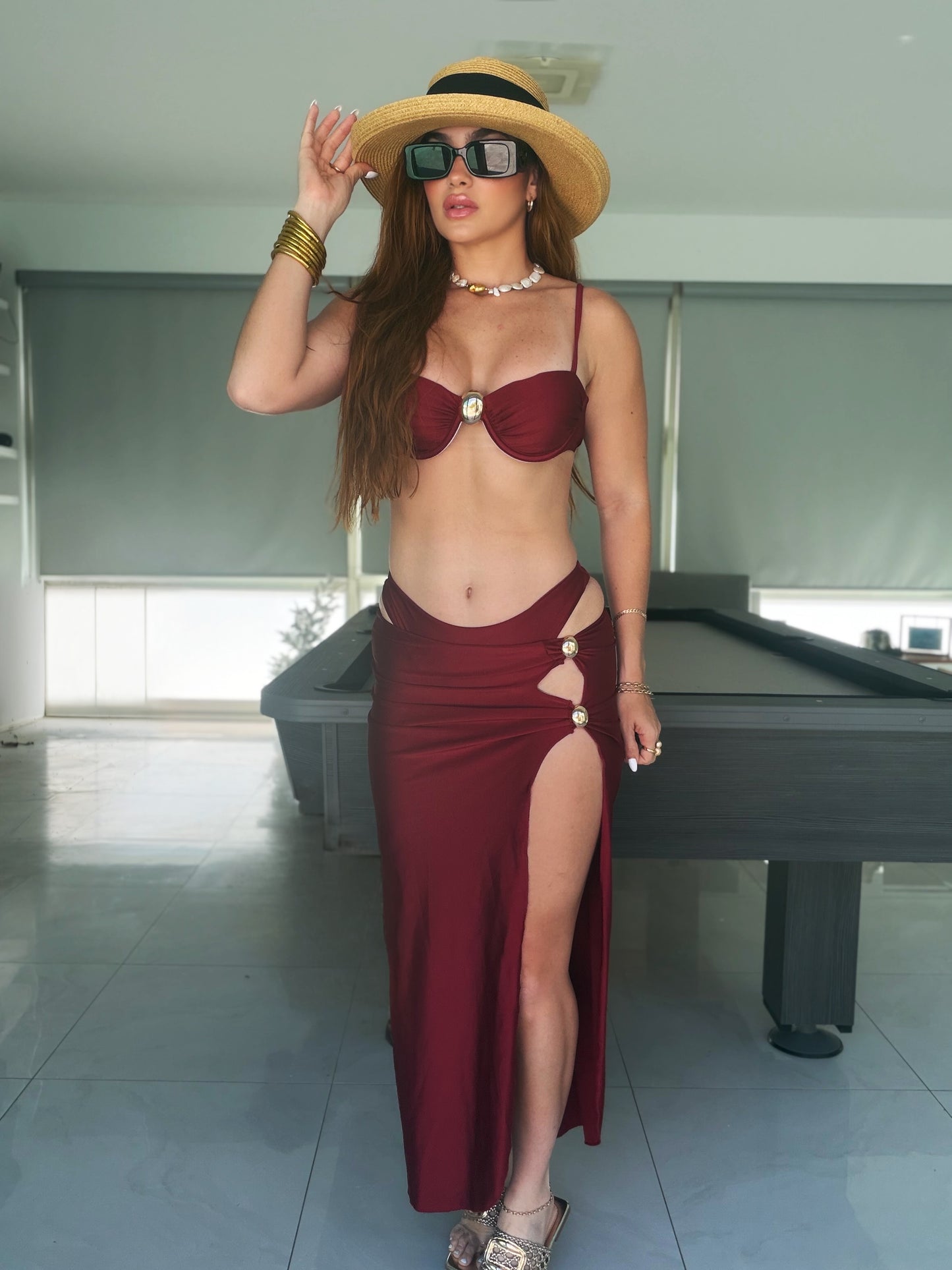 FEMME WINE SWIMSUIT SET