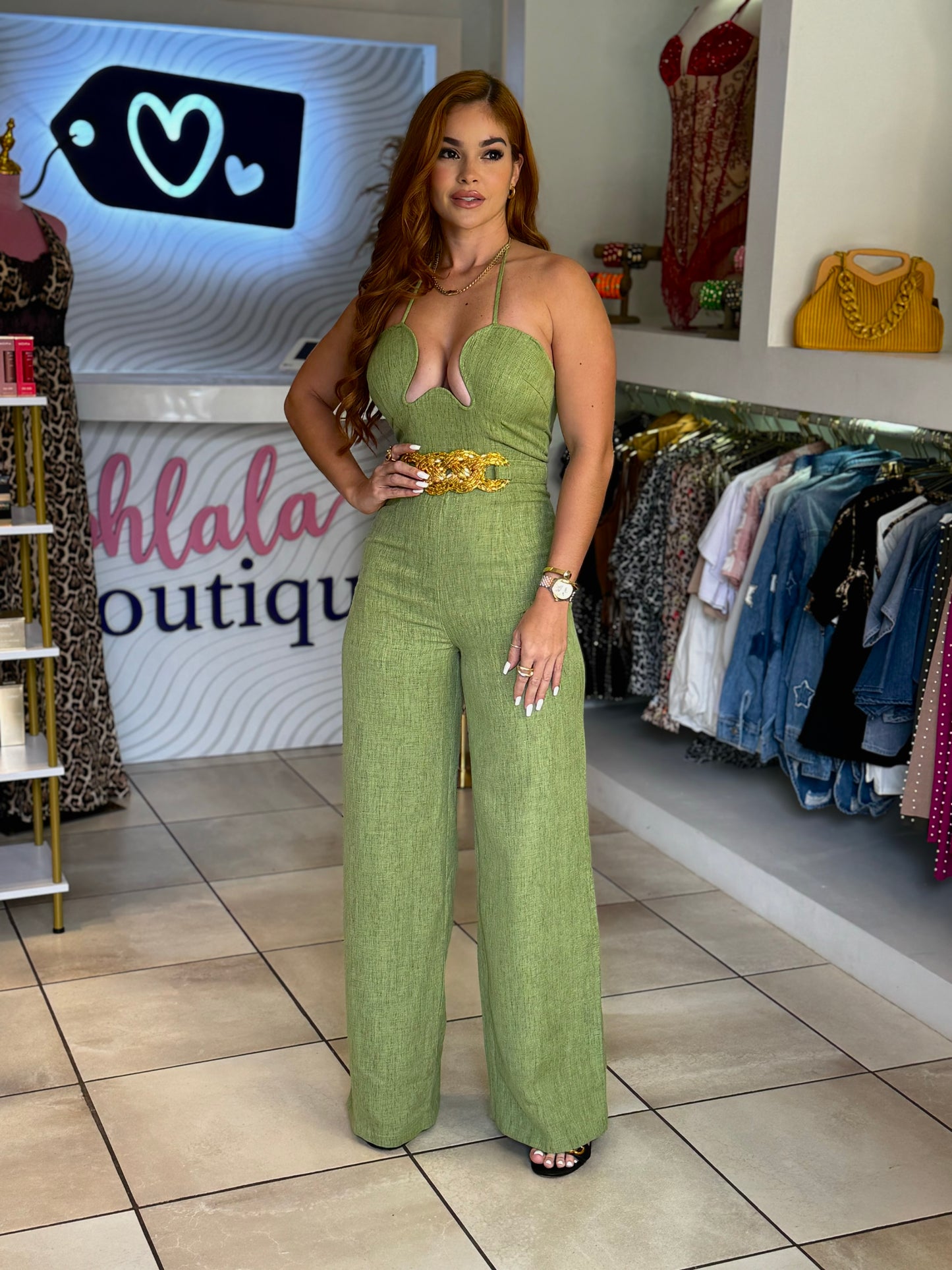 GREEN FEST JUMPSUIT