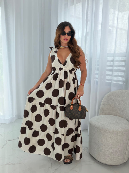 ELLE MOCHA POLKA DRESS