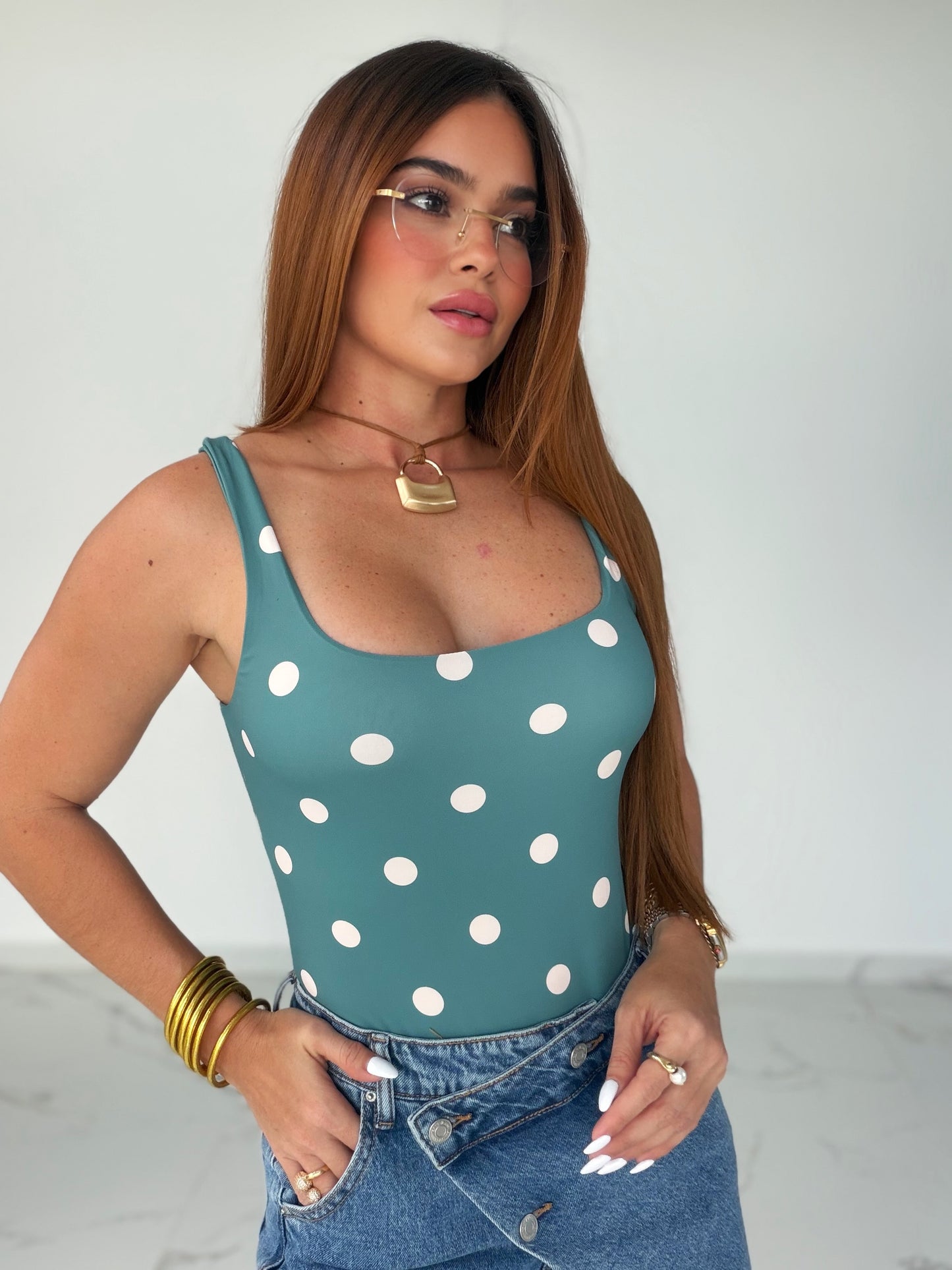 GREEN POLKA BODY