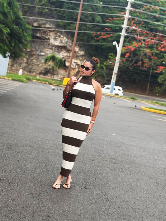 LINE MOCHA DRESS